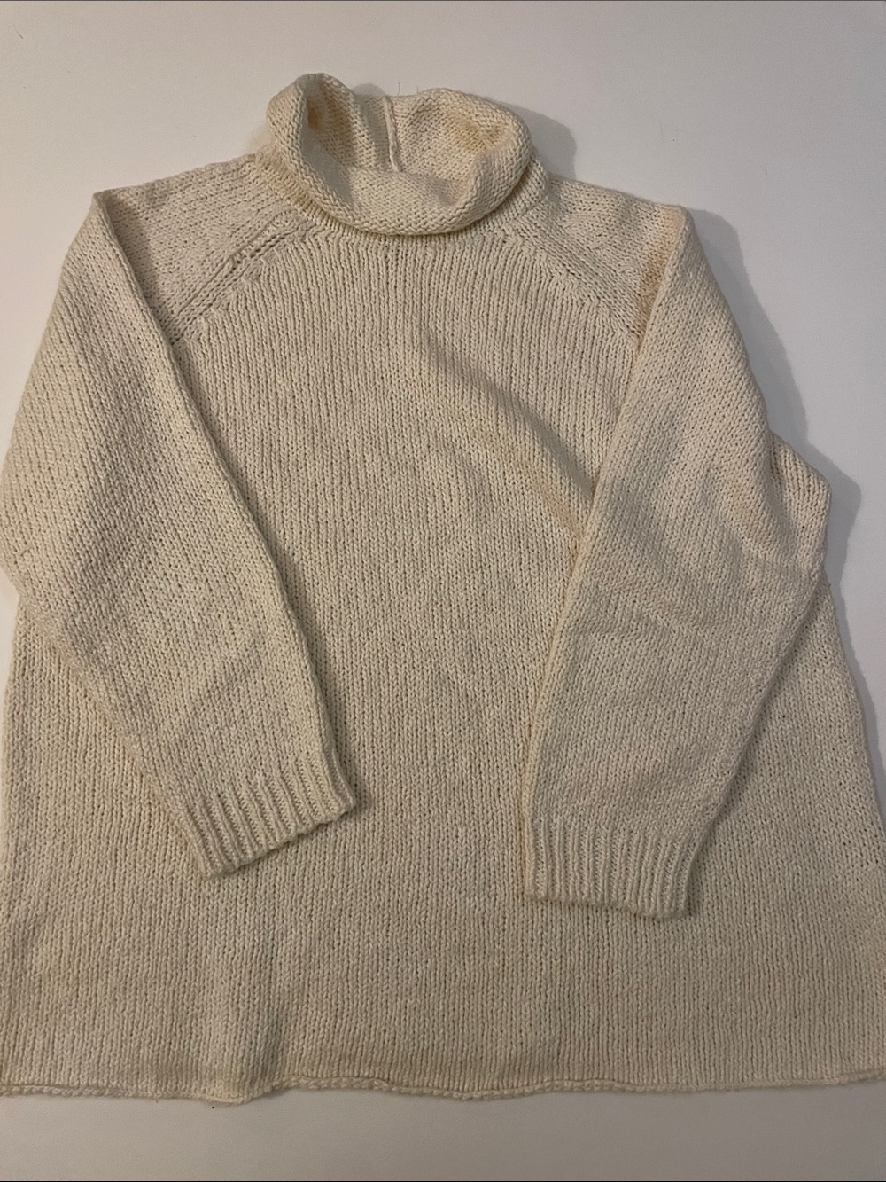 Cream Organic Cotton Slouchy Minimalist Turtleneck Sweater Jumper